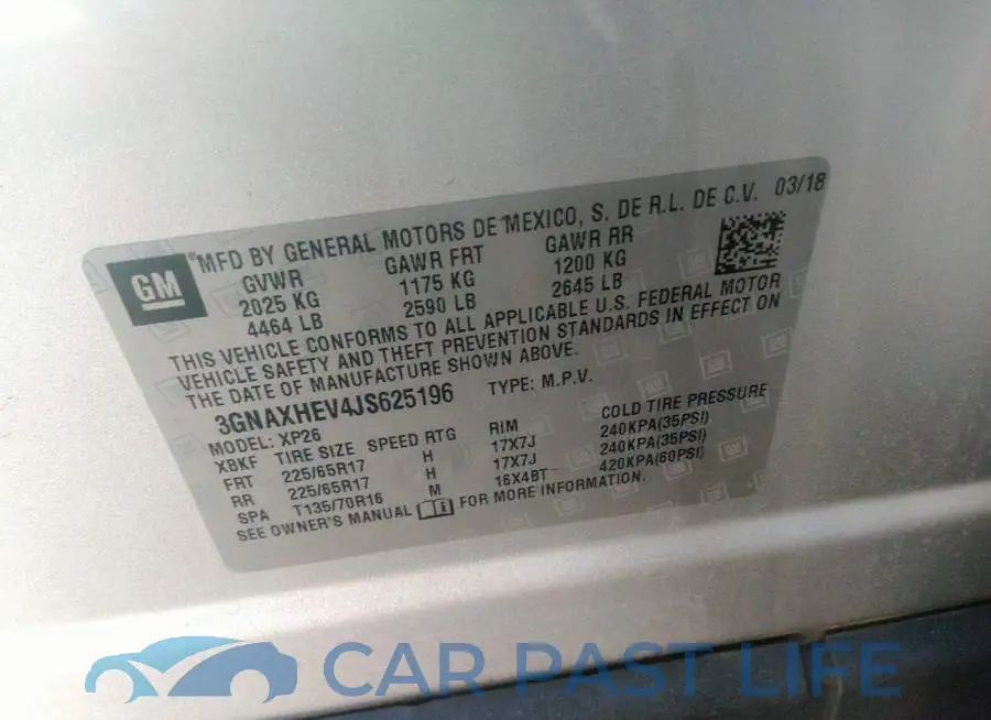 3GNAXHEV4JS625196# 9