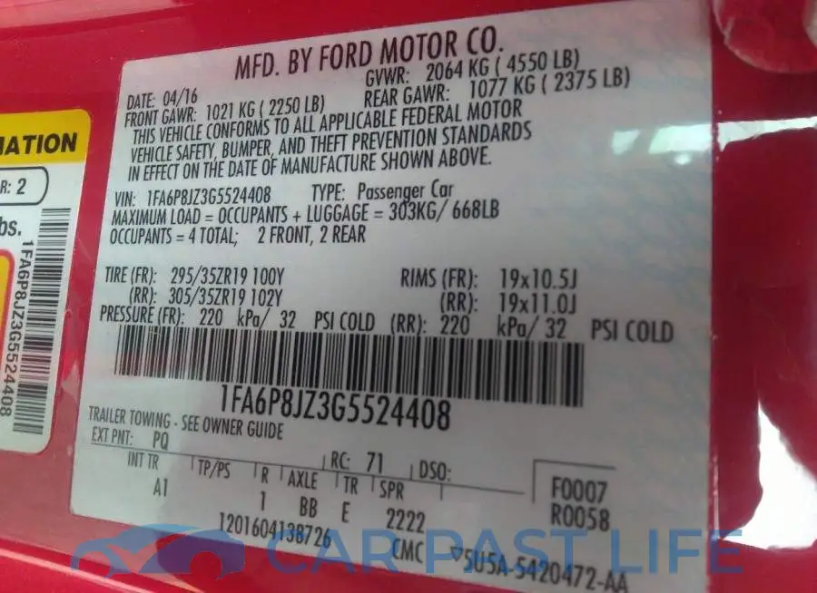 1FA6P8JZ3G5524408# 9