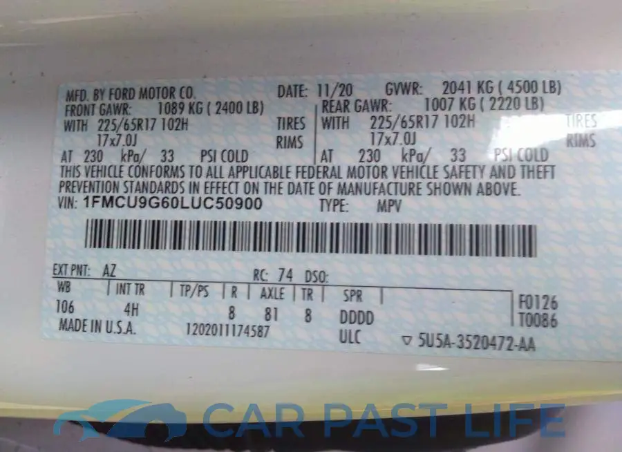 1FMCU9G60LUC50900# 9
