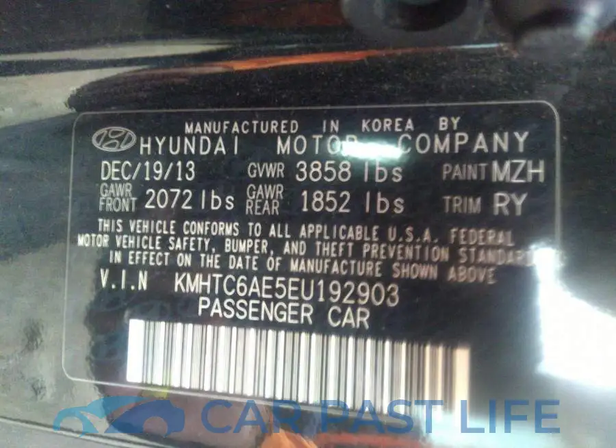 KMHTC6AE5EU192903# 9