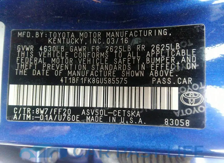 4T1BF1FK8GU585575# 9