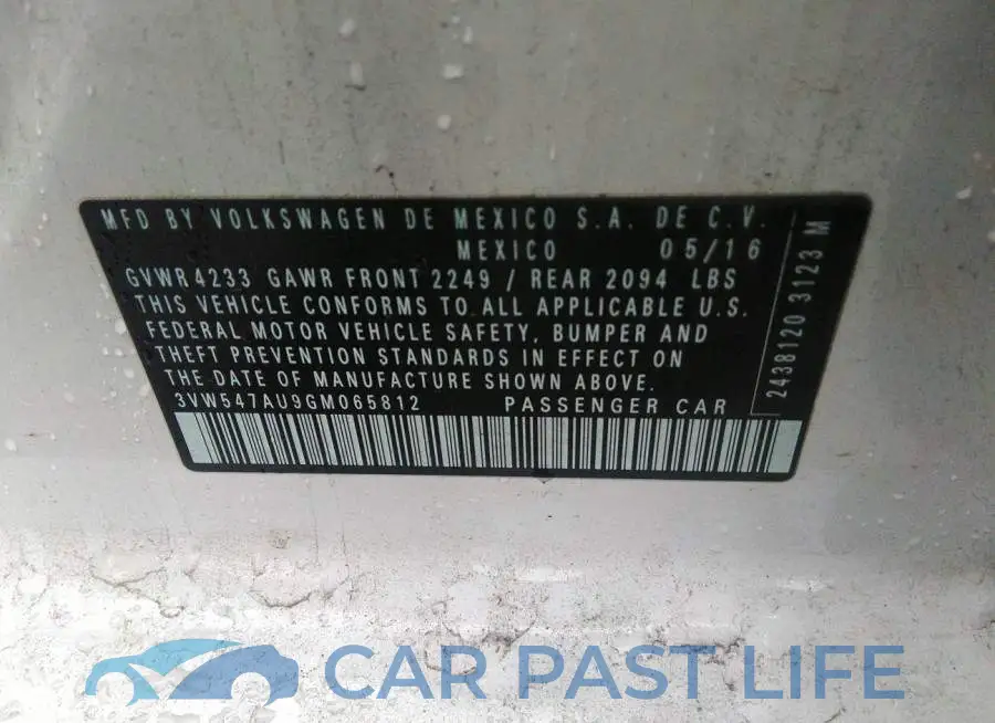 3VW547AU9GM065812# 9