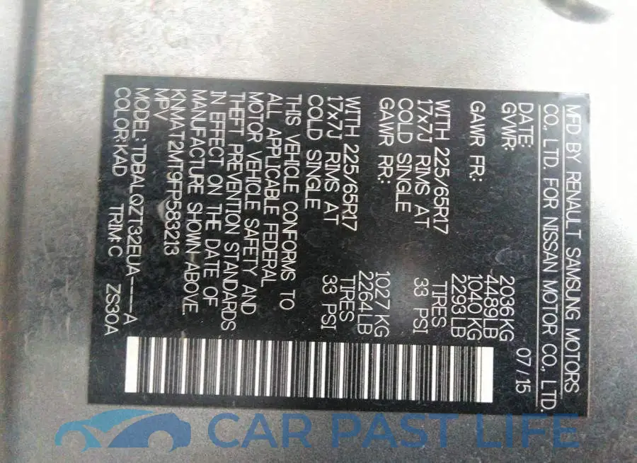 KNMAT2MT9FP583213# 9