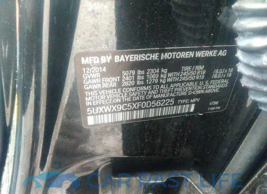 5UXWX9C5XF0D56225# 9