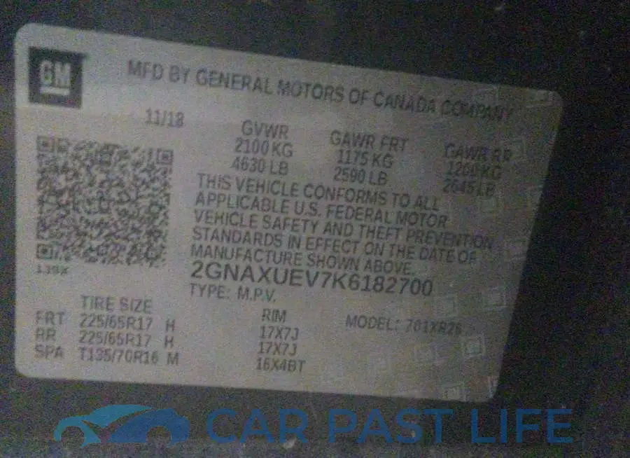 2GNAXUEV7K6182700# 9