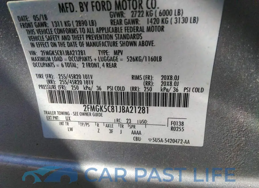 2FMGK5C81JBA21281# 9
