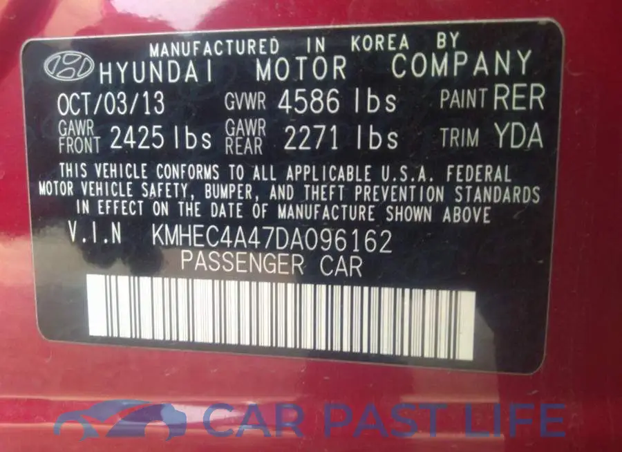 KMHEC4A47DA096162# 9
