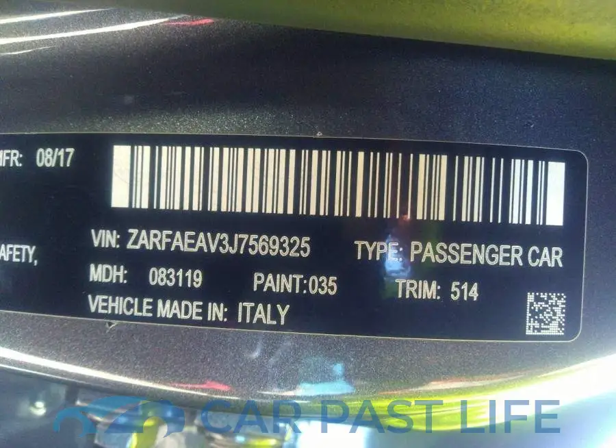 ZARFAEAV3J7569325# 9
