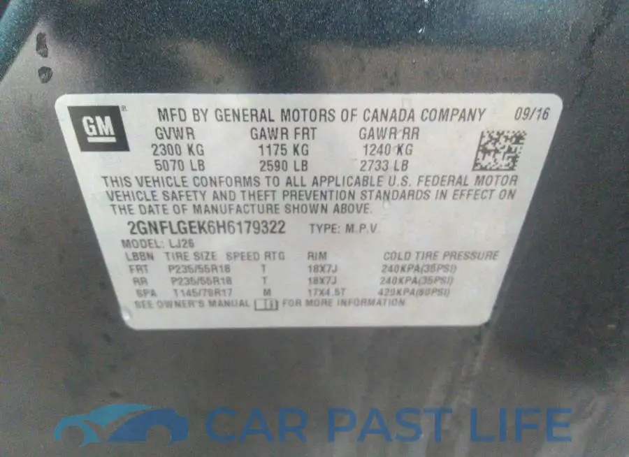 2GNFLGEK6H6179322# 9