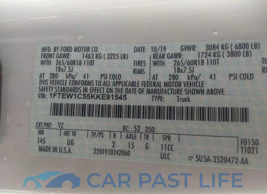 1FTEW1C55KKE91545# 9
