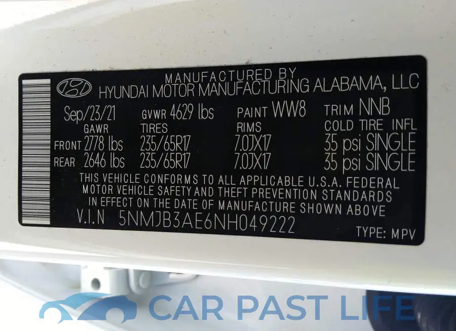 5NMJB3AE6NH049222# 9