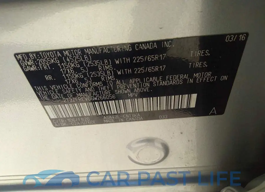 2T3ZFREV0GW266056# 9