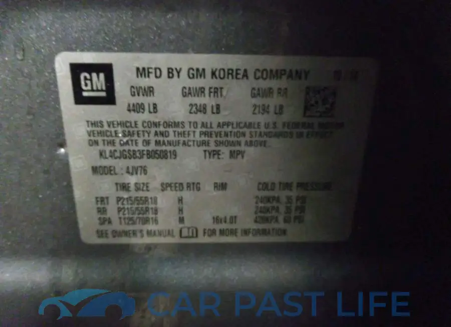 KL4CJGSB3FB050819# 9