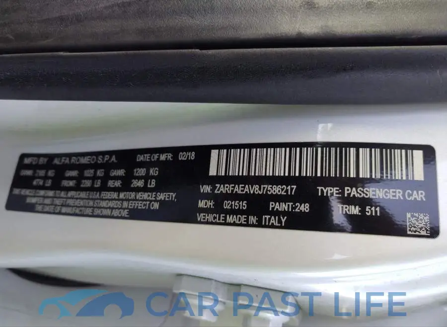 ZARFAEAV8J7586217# 9