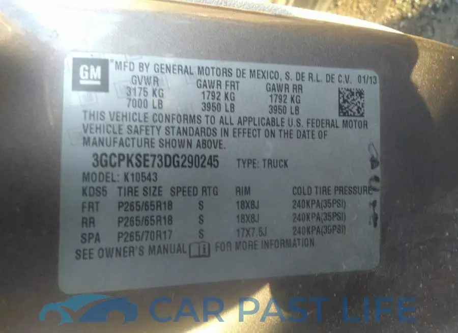 3GCPKSE73DG290245# 9
