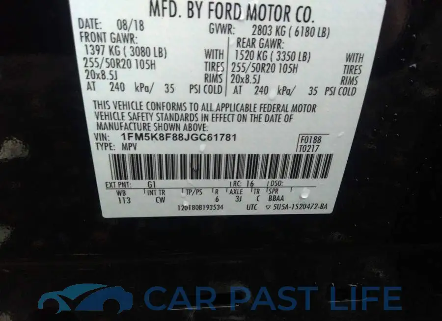 1FM5K8F88JGC61781# 9