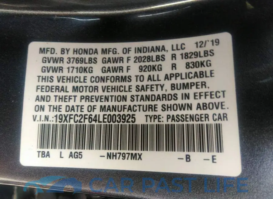 19XFC2F64LE003925# 9