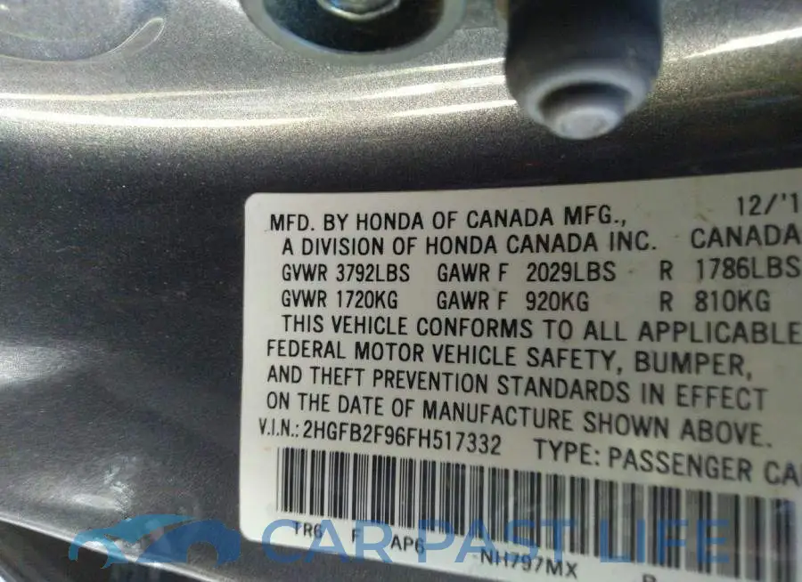 2HGFB2F96FH517332# 9