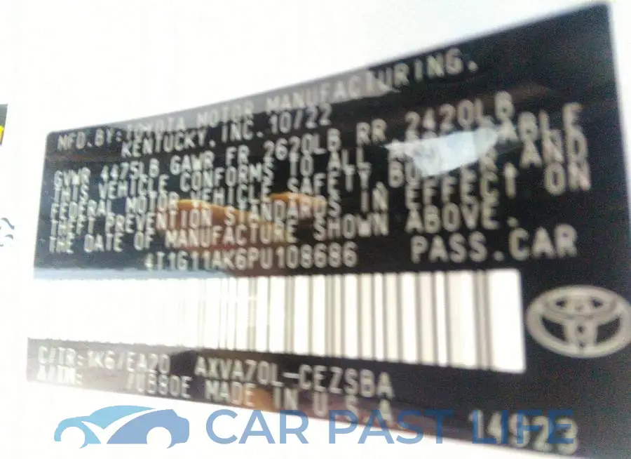 4T1G11AK6PU108686# 9