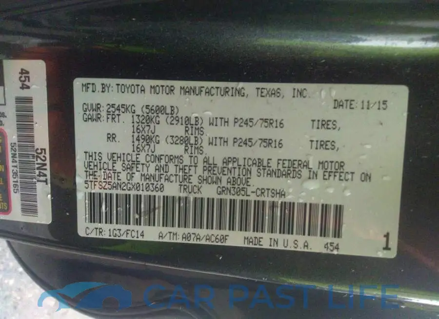 5TFSZ5AN2GX010360# 9