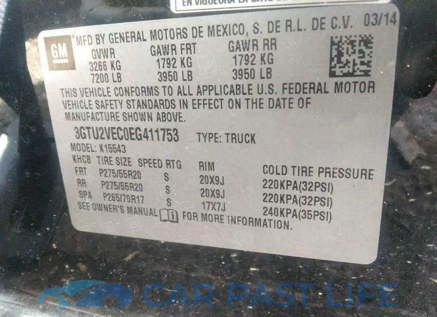 3GTU2VEC0EG411753# 9