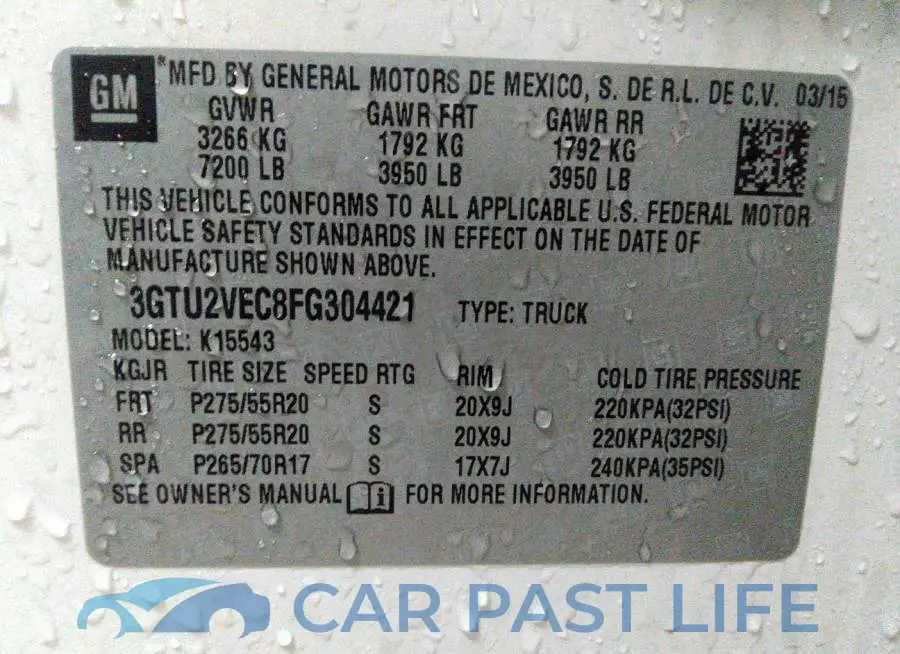 3GTU2VEC8FG304421# 9