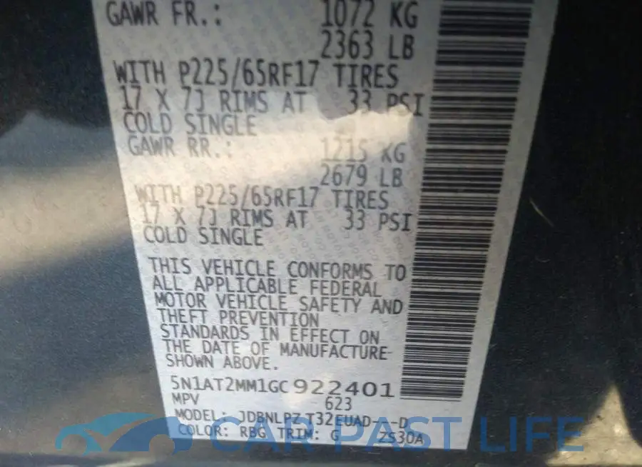 5N1AT2MM1GC922401# 9