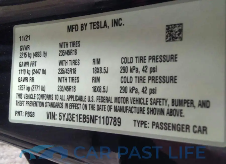 5YJ3E1EB5NF110789# 9