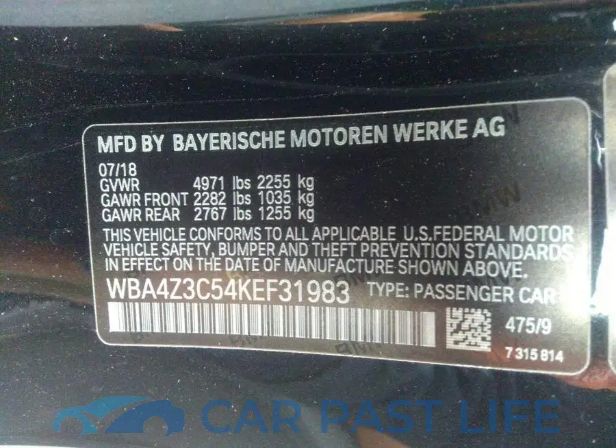 WBA4Z3C54KEF31983# 9