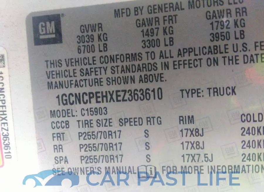 1GCNCPEHXEZ363610# 9