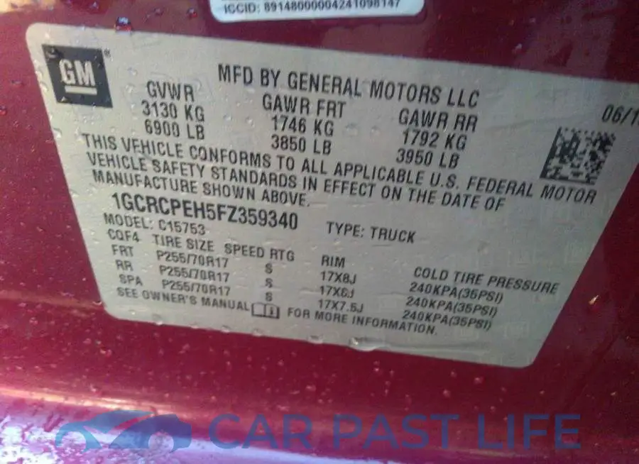 1GCRCPEH5FZ359340# 9