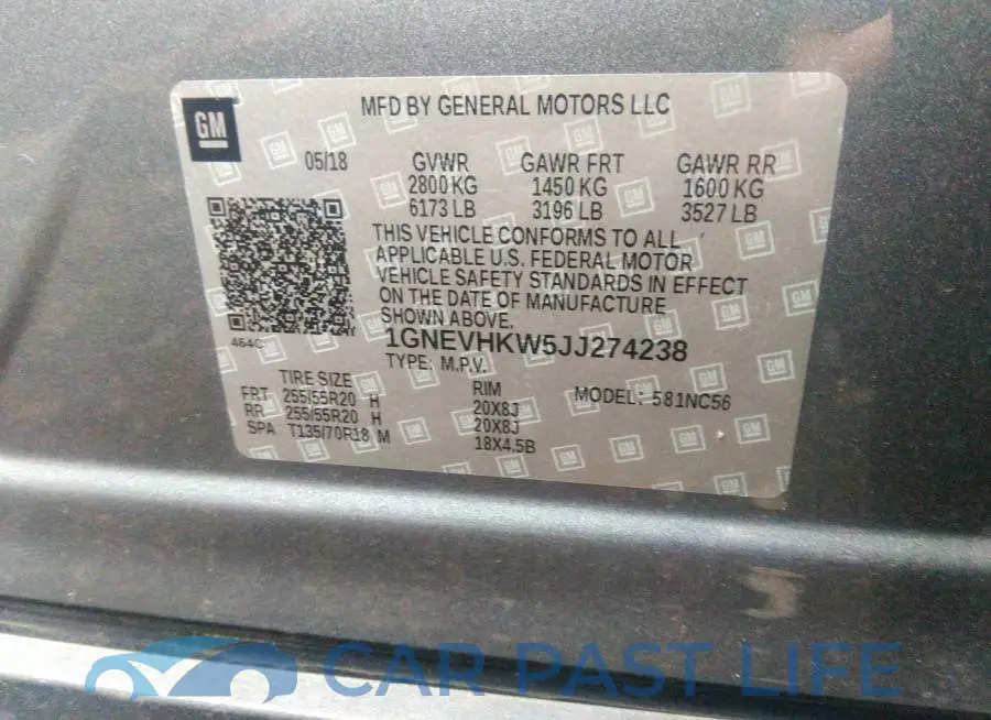 1GNEVHKW5JJ274238# 9