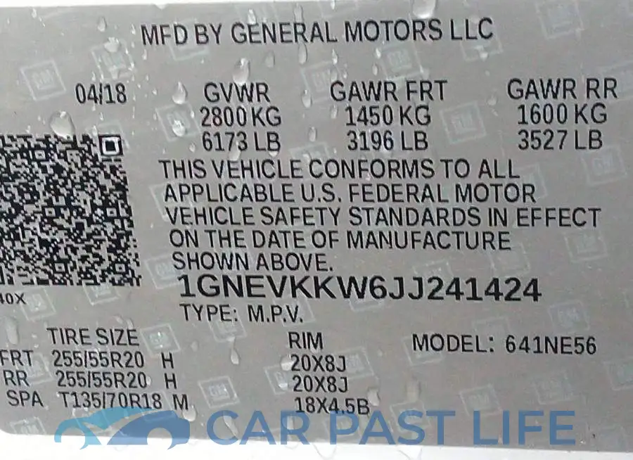 1GNEVKKW6JJ241424# 9