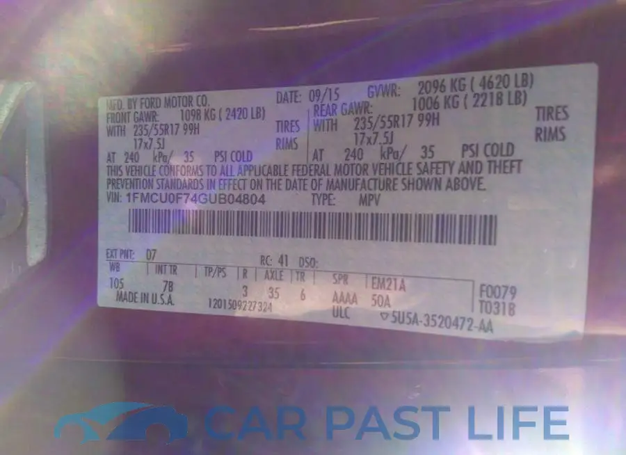 1FMCU0F74GUB04804# 9