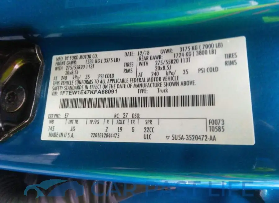 1FTEW1E47KFA68091# 9