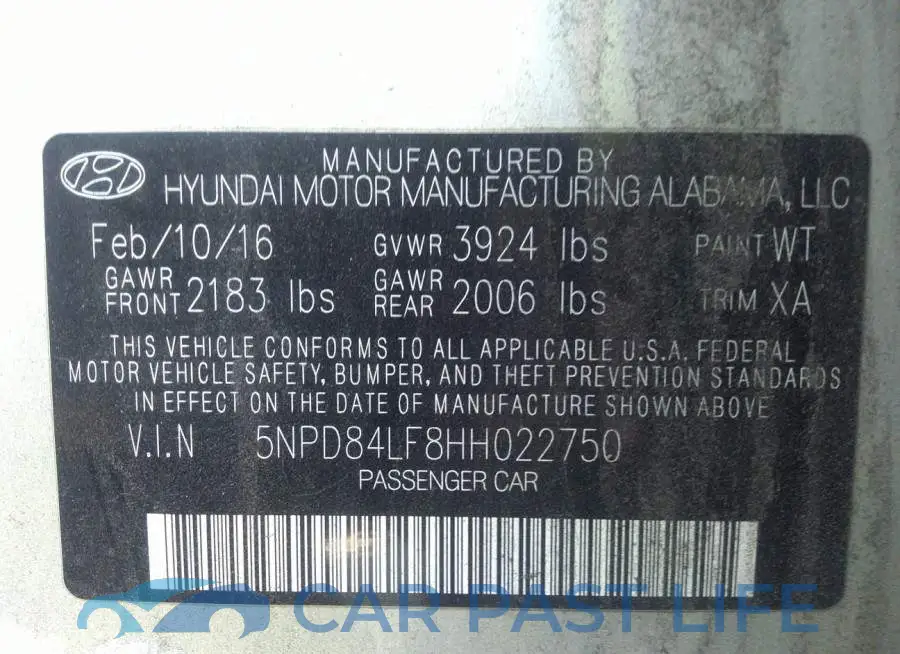 5NPD84LF8HH022750# 9