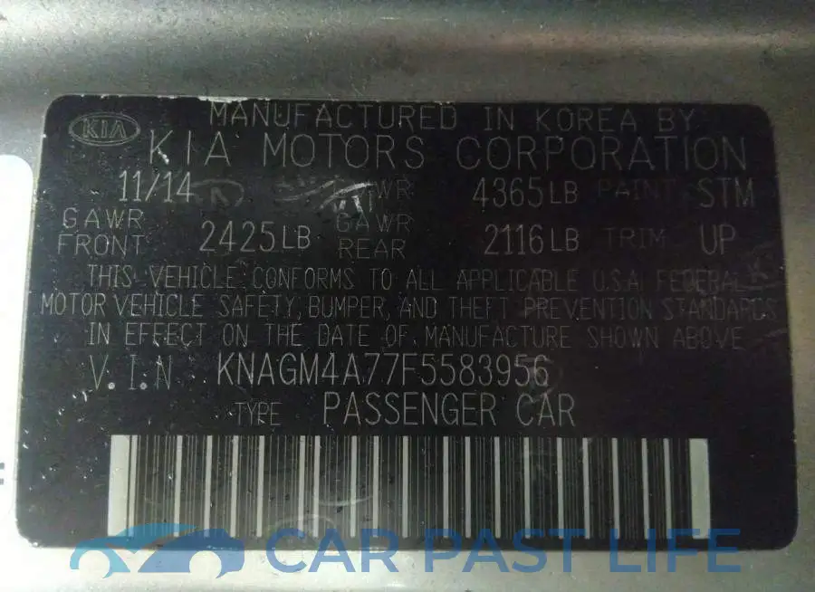 KNAGM4A77F5583956# 9