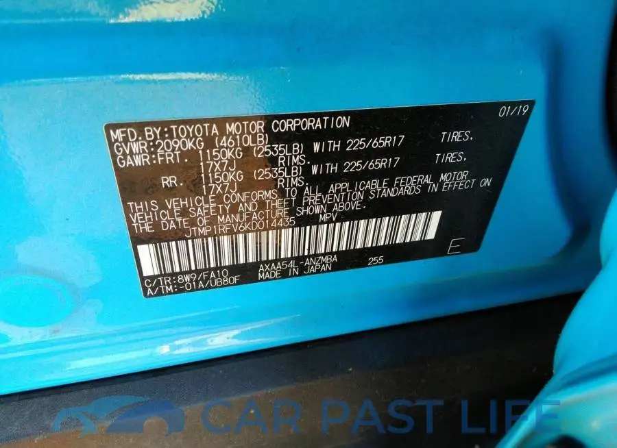 JTMP1RFV6KD014435# 9