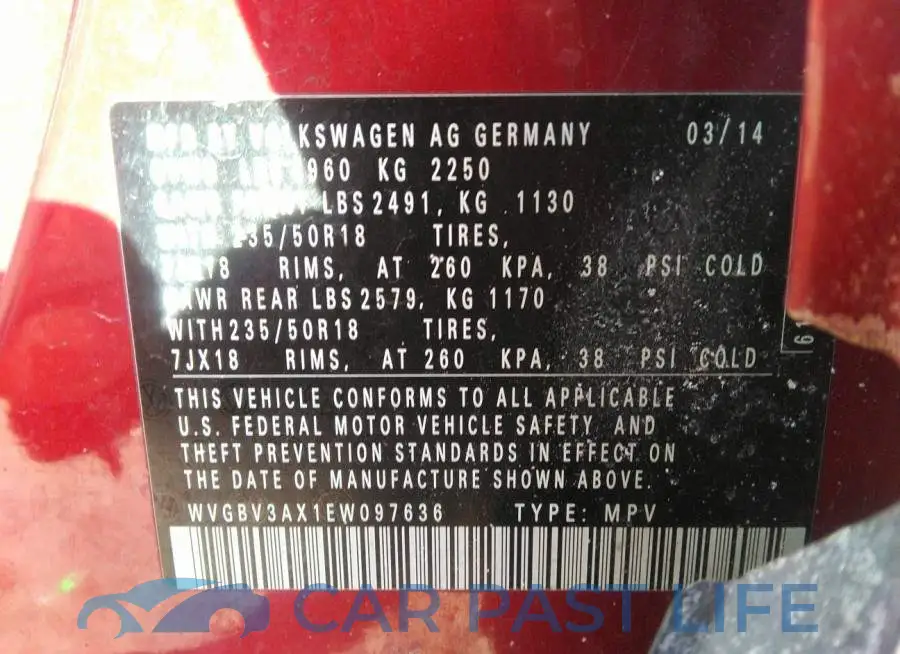 WVGBV3AX1EW097636# 9