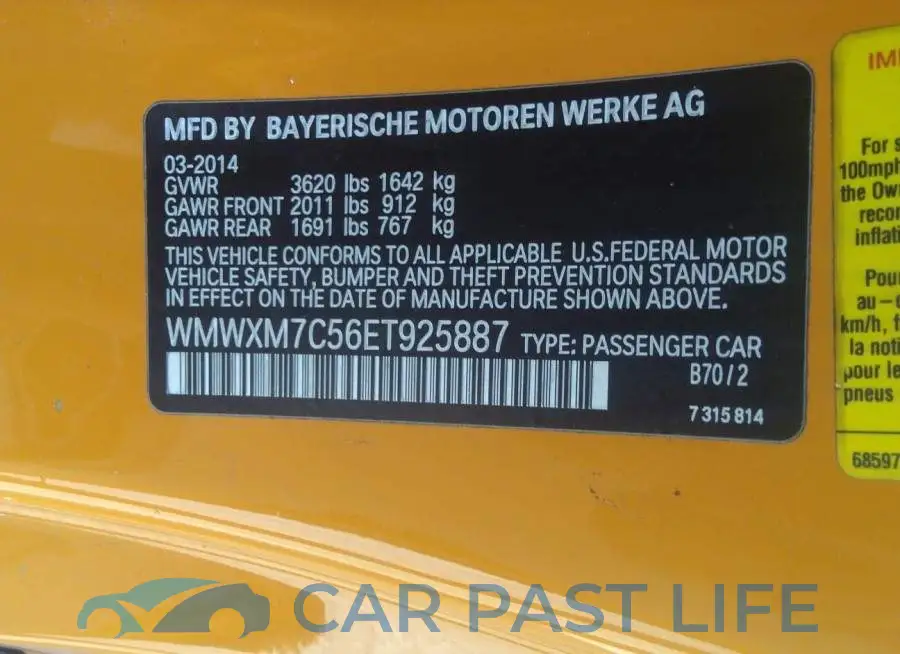 WMWXM7C56ET925887# 9