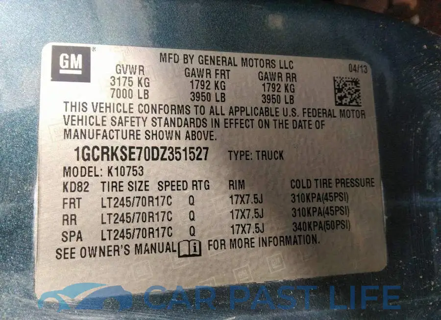 1GCRKSE70DZ351527# 9