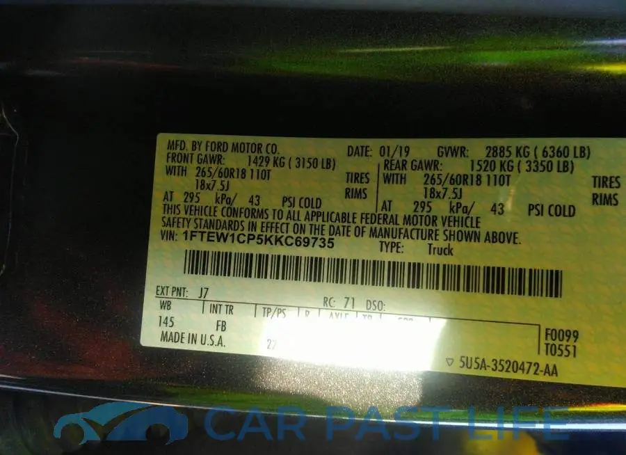 1FTEW1CP5KKC69735# 9