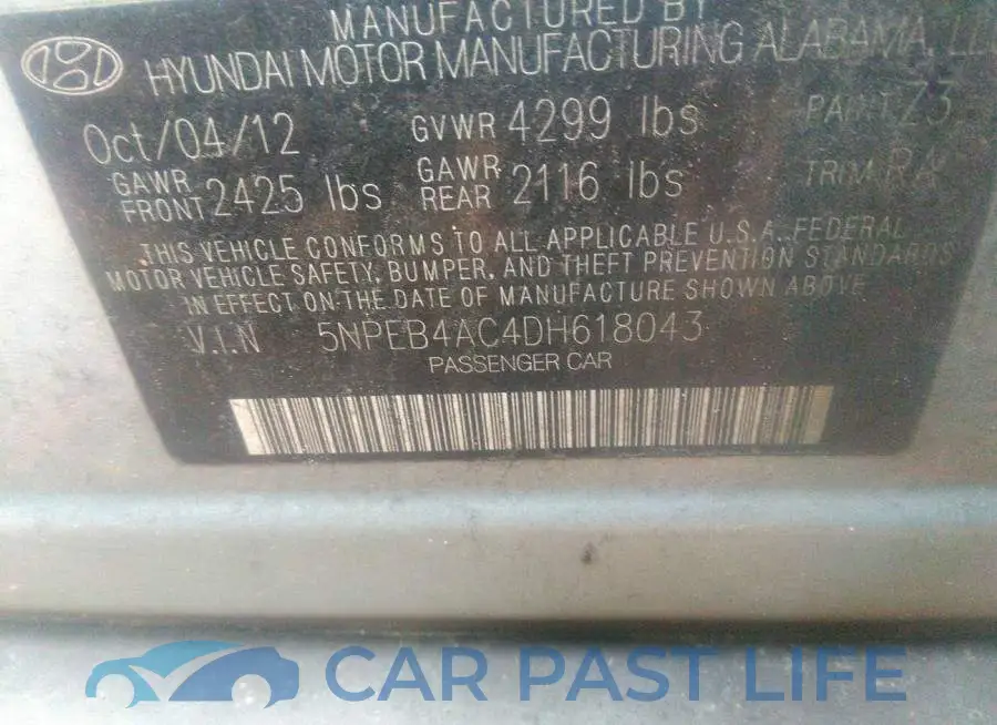 5NPEB4AC4DH618043# 9