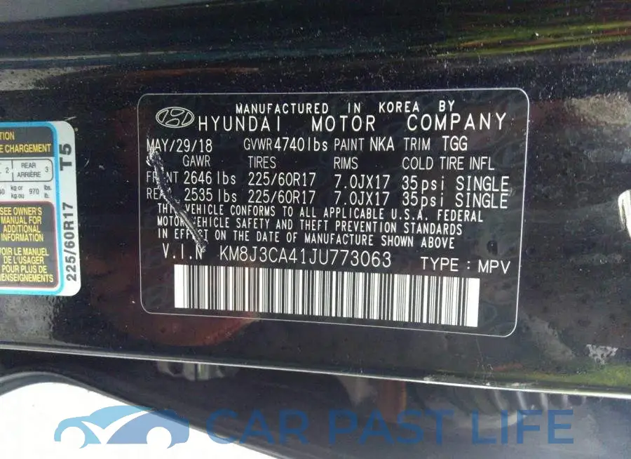 KM8J3CA41JU773063# 9