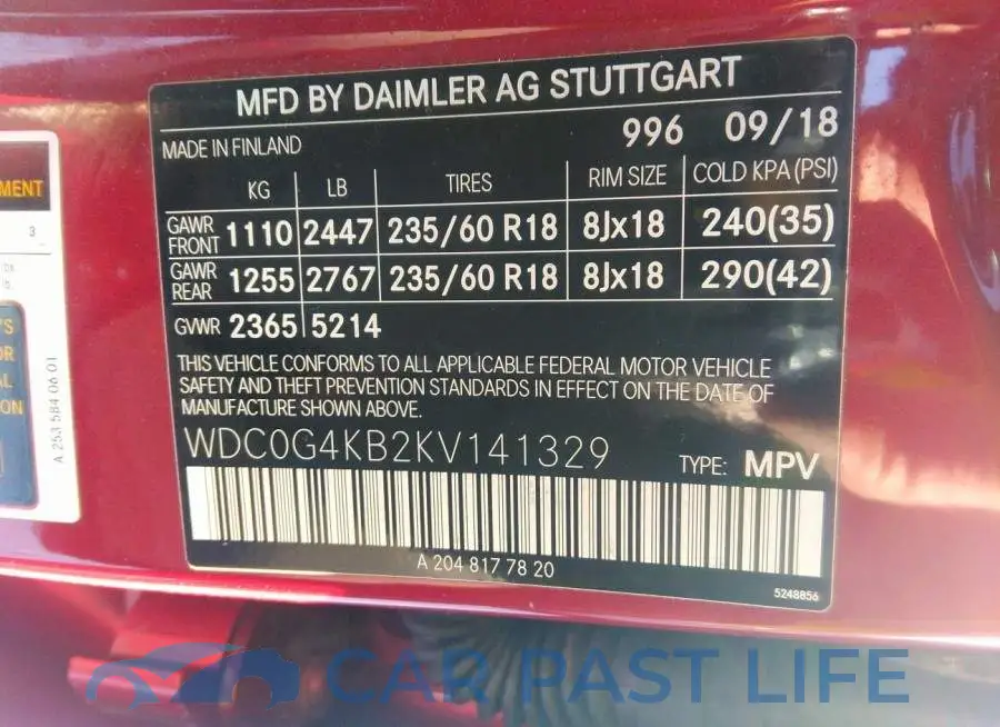 WDC0G4KB2KV141329# 9