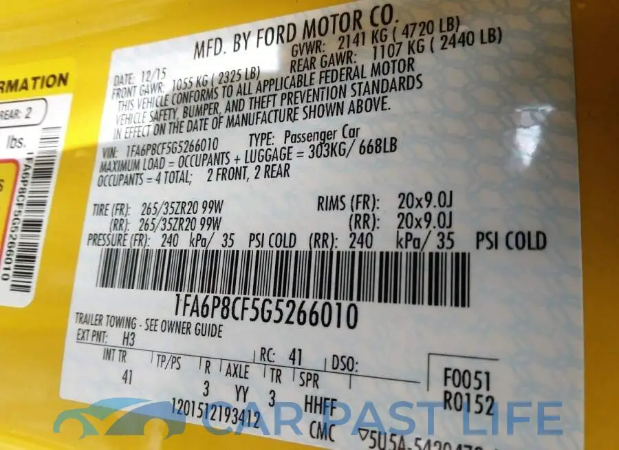 1FA6P8CF5G5266010# 9