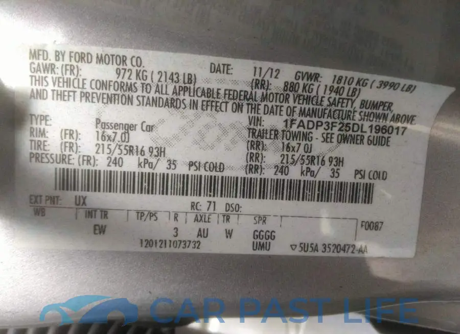 1FADP3F25DL196017# 9