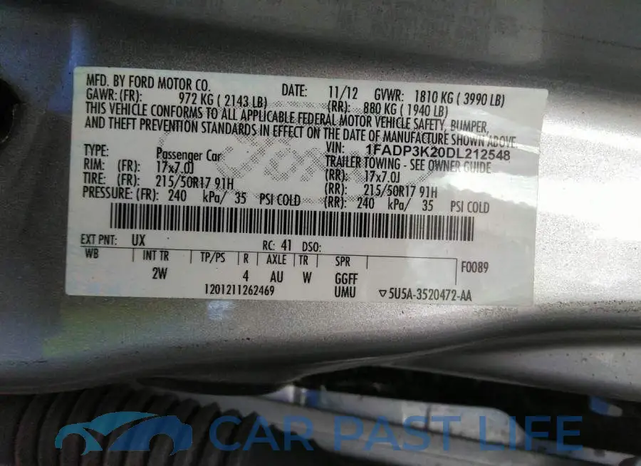 1FADP3K20DL212548# 9