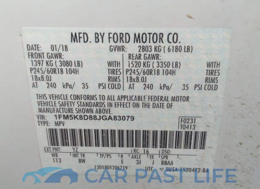 1FM5K8D88JGA83079# 9