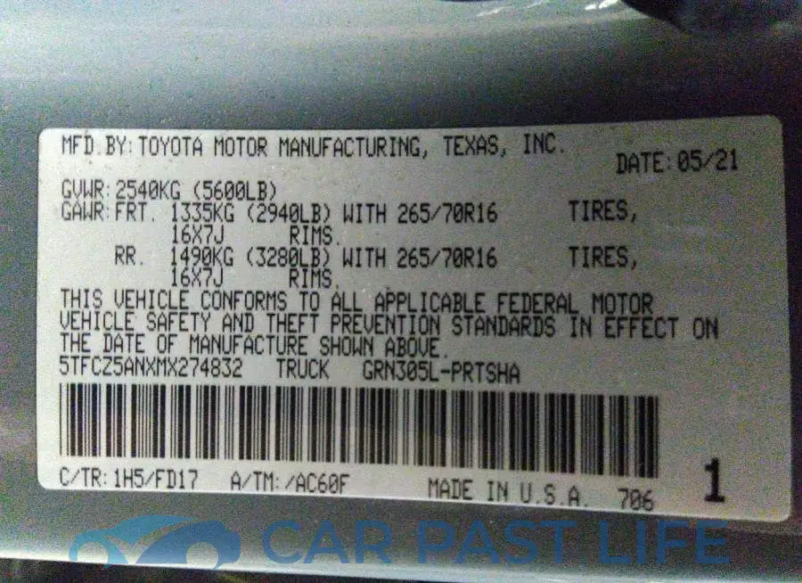 5TFCZ5ANXMX274832# 9